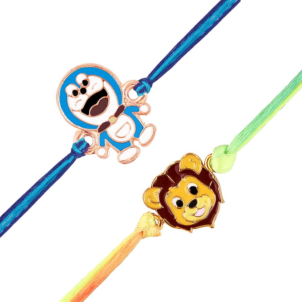 Mahi Kids Cartoon Rakhi Combo Set of 2 | Cute Character Rakhis for Boys with Superhero & Fun Faces (RCO1105826G)