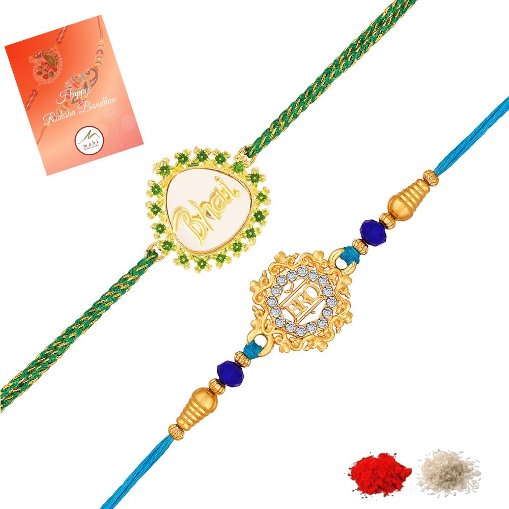 Mahi Bhai & Bro Engraved Rakhi Combo Set of 2 for Brothers (RCO1105846G)