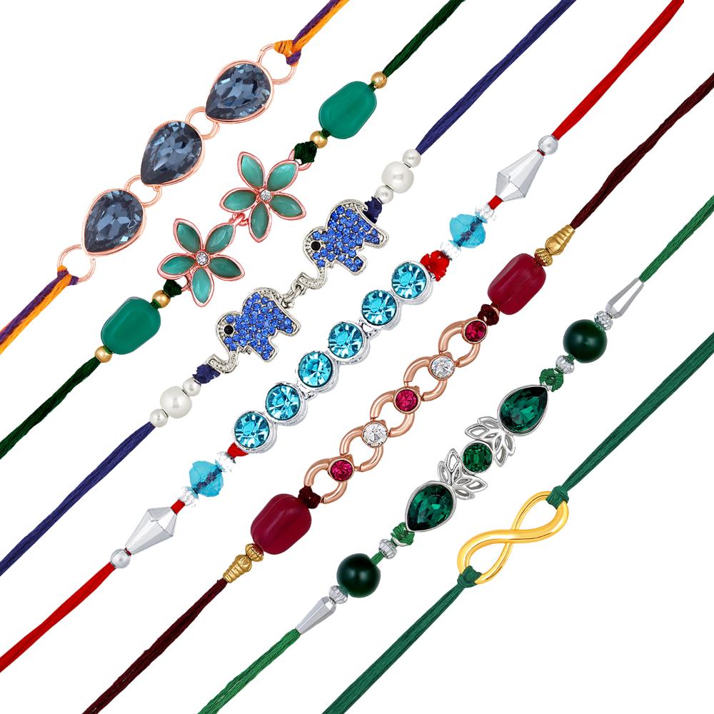 Mahi Rakhi Combo for Brother – Set of 7 Trendy Rakhi for Raksha Bandhan (RCSO1105827M)