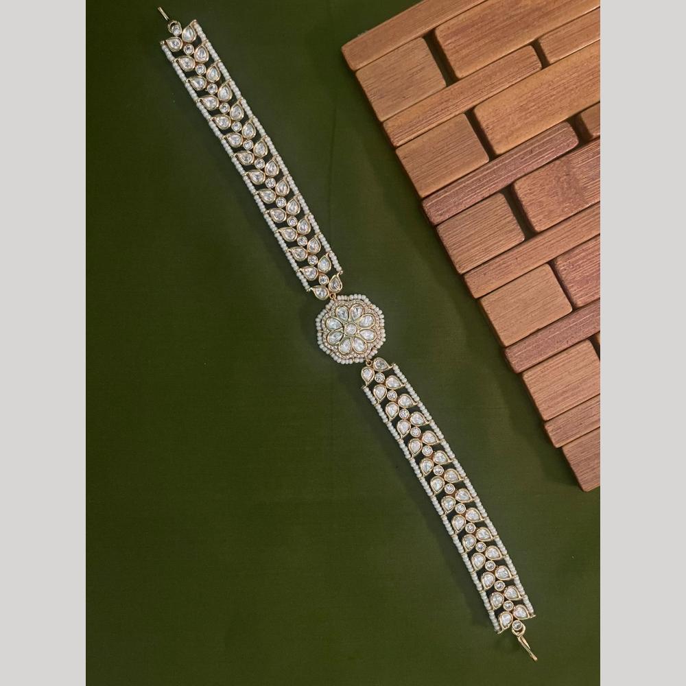 Arham Premium Gold Plated Designer Heavy Polki Kundan Stone Sheeshphool