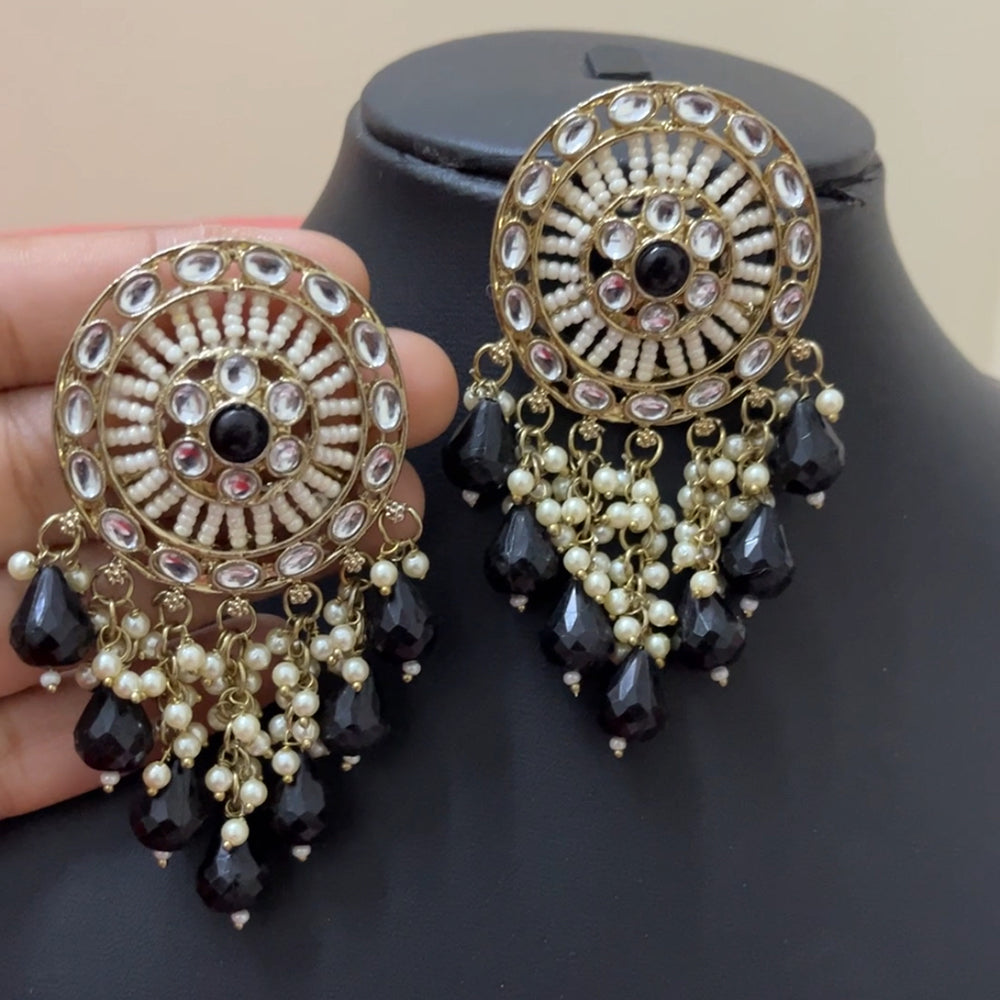 Darshana Jewels Gold Plated Kundan And Beads Dangler Earrings