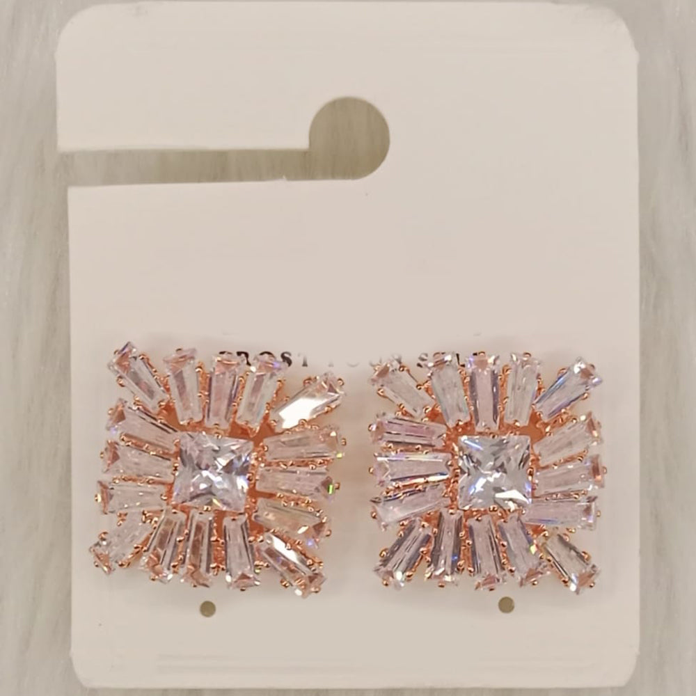 Dhwani Silver Plated Trendy Sparkle American Diamond Stud Earrings