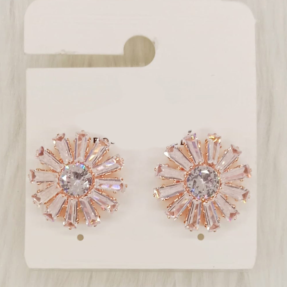 Dhwani Silver Plated Trendy Sparkle American Diamond Stud Earrings