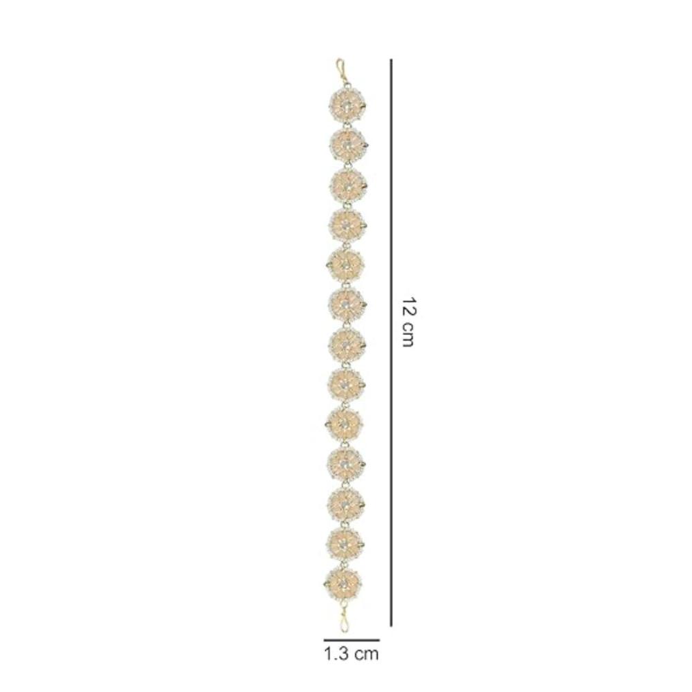 Etnico Gold Plated Floral Kundan & Pearl Sheeshphool/SheeshPatti for Women (T2064Pe)