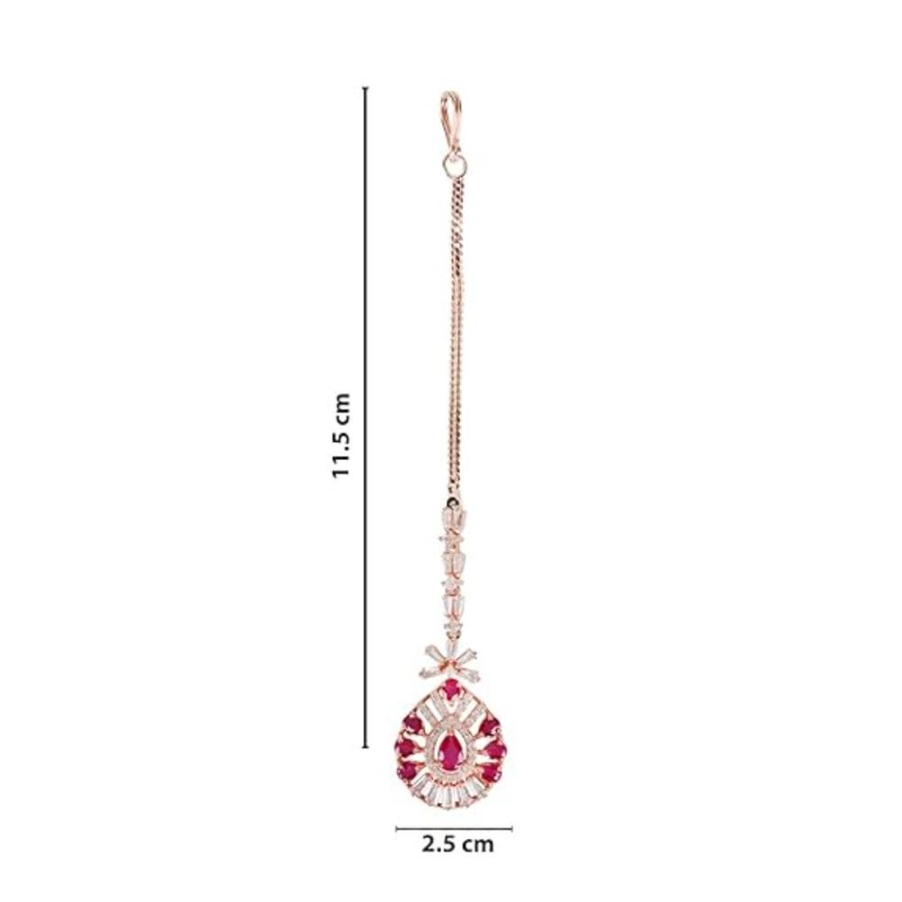 Etnico Rose Gold Plated Diamond Maang Tikka for Women (T2109Q)
