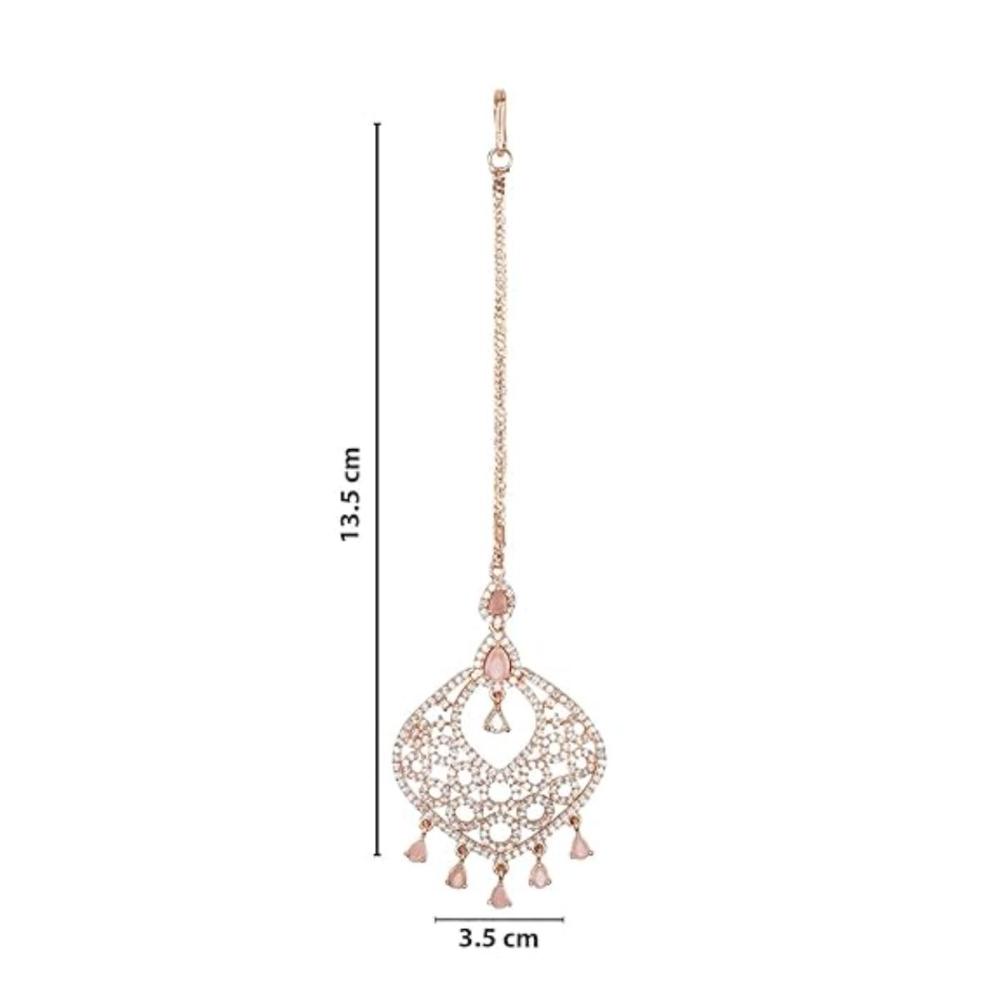 Etnico Rose Gold Plated Diamond Maang Tikka for Women (T2110Pi)