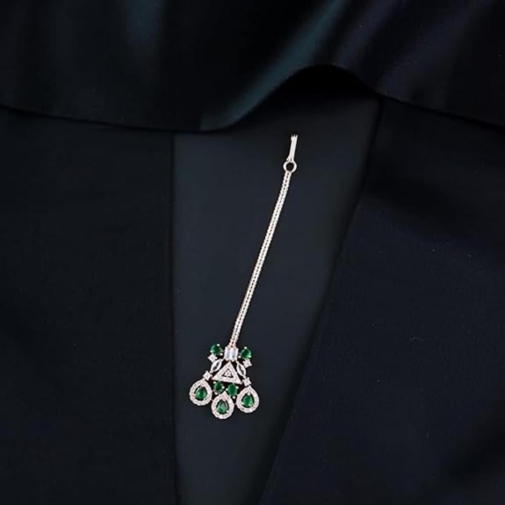 Etnico Rose Gold Plated Diamond Maang Tikka for Women (T2112G)