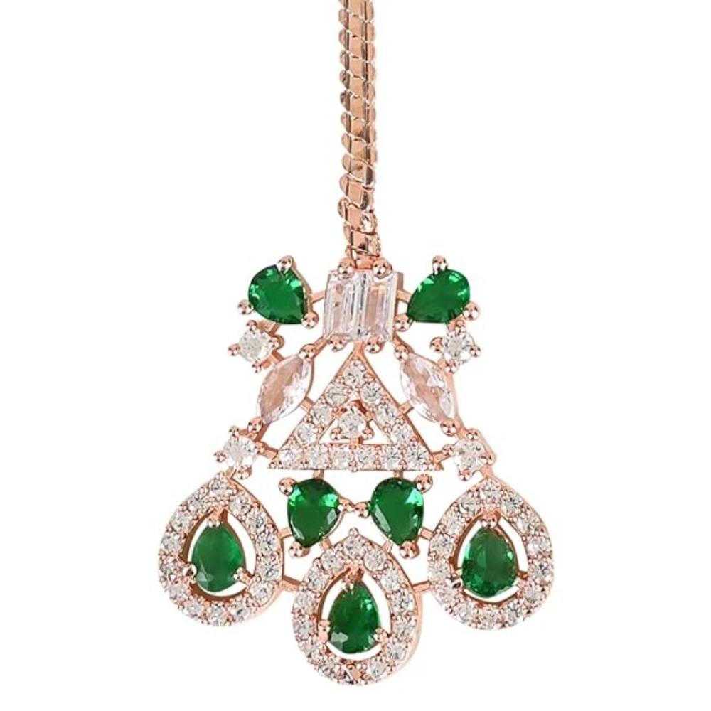 Etnico Rose Gold Plated Diamond Maang Tikka for Women (T2112G)