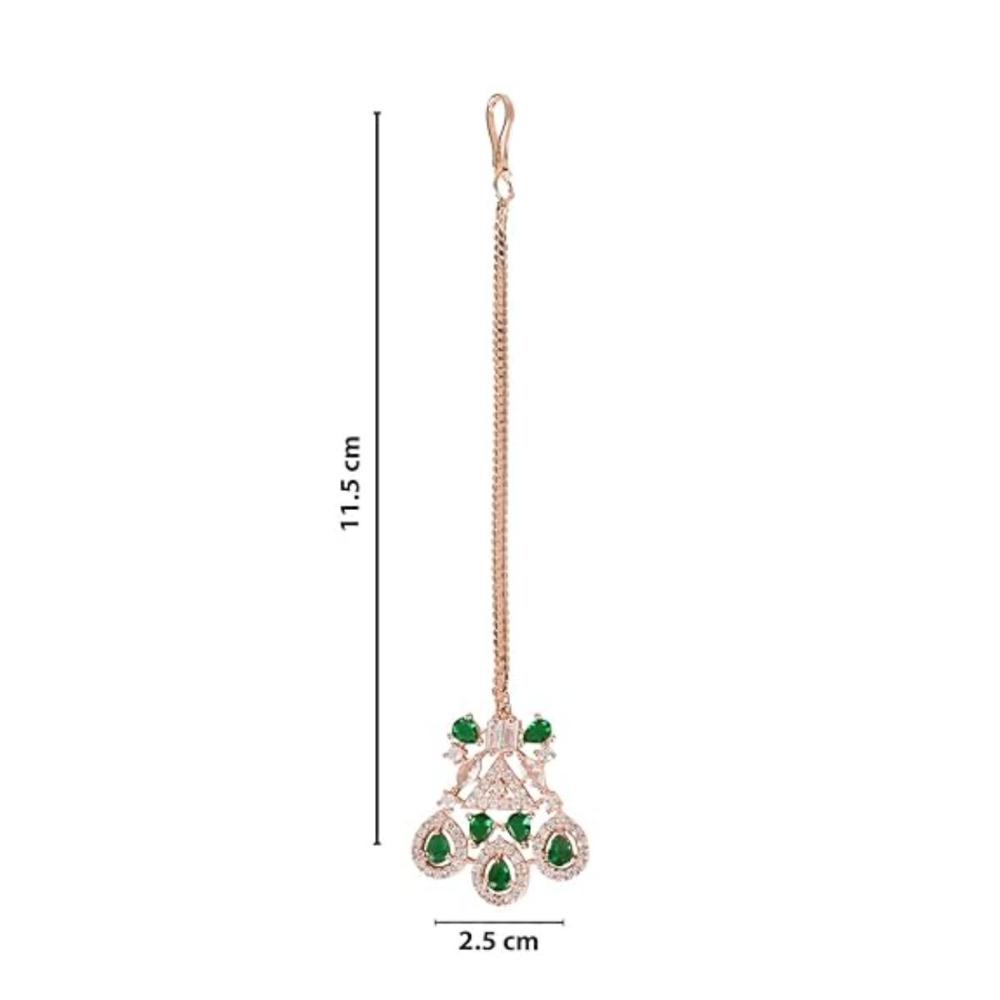 Etnico Rose Gold Plated Diamond Maang Tikka for Women (T2112G)