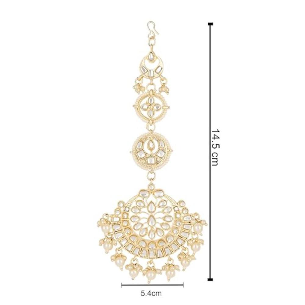 Etnico Gold Plated Kundan & Pearl Maang Tikka for Women (T2134W)