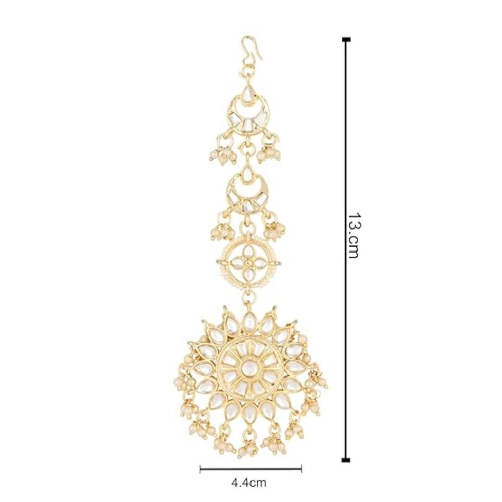 Etnico Gold Plated Kundan & Pearl Maang Tikka for Women (T2139W)