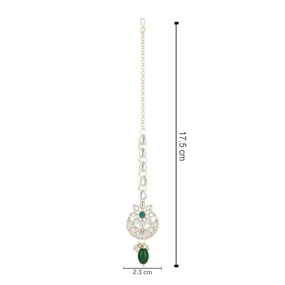 Etnico Gold Plated Traditional Kundan & Pearl Maang Tikka For Women (T2168G)
