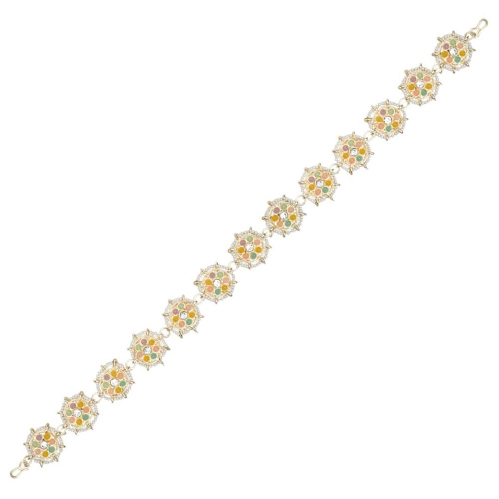 Etnico Gold Plated Kundan & Pearl Sheeshphool/Sheeshpatti for Women (T2196Mul)