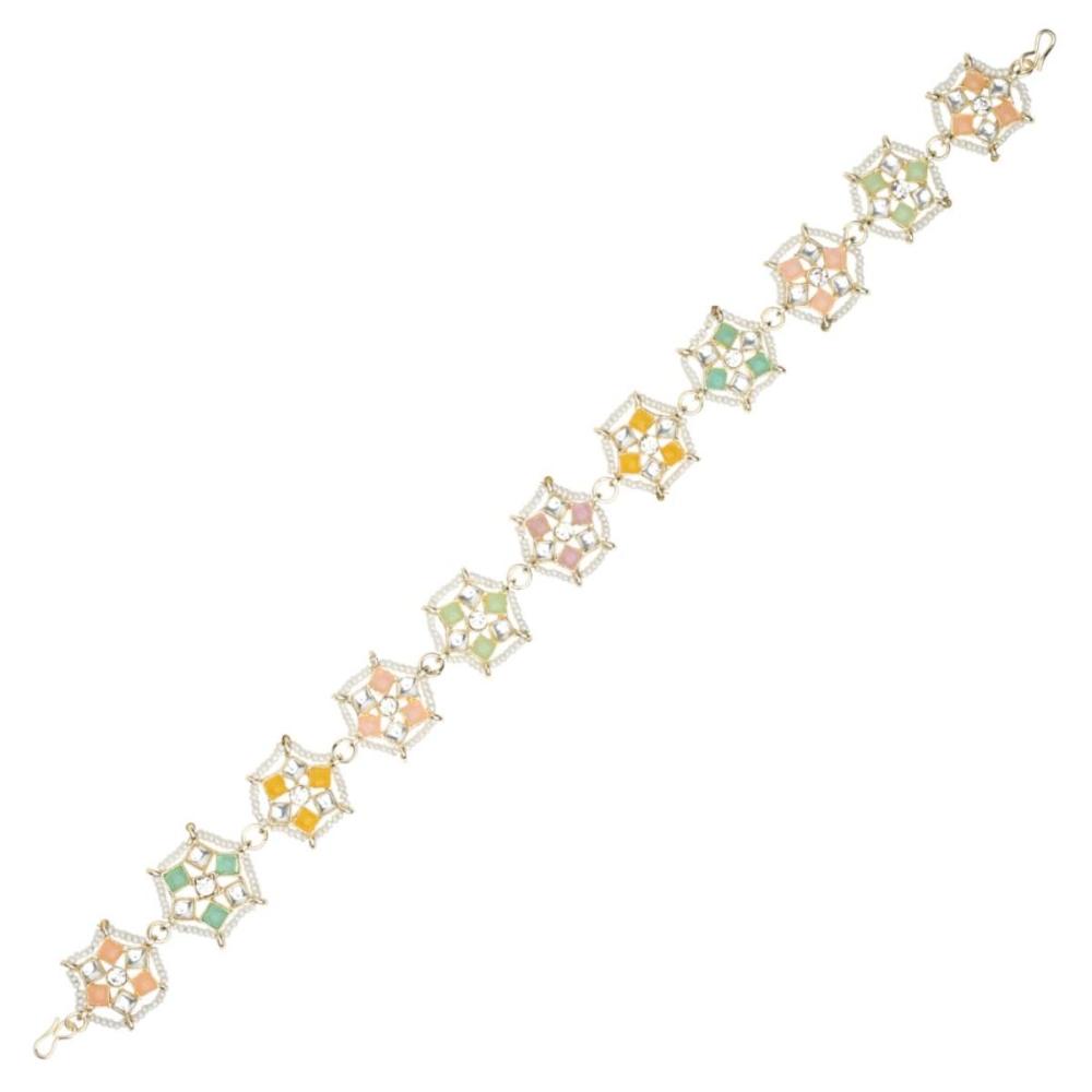 Etnico Gold Plated Kundan & Pearl Sheeshphool/Sheeshpatti for Women (T2197Mul)