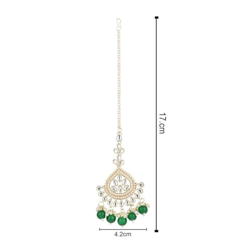 Etnico Gold Plated Traditional Kundan & Pearl Maang Tikka for Women (T3015G)