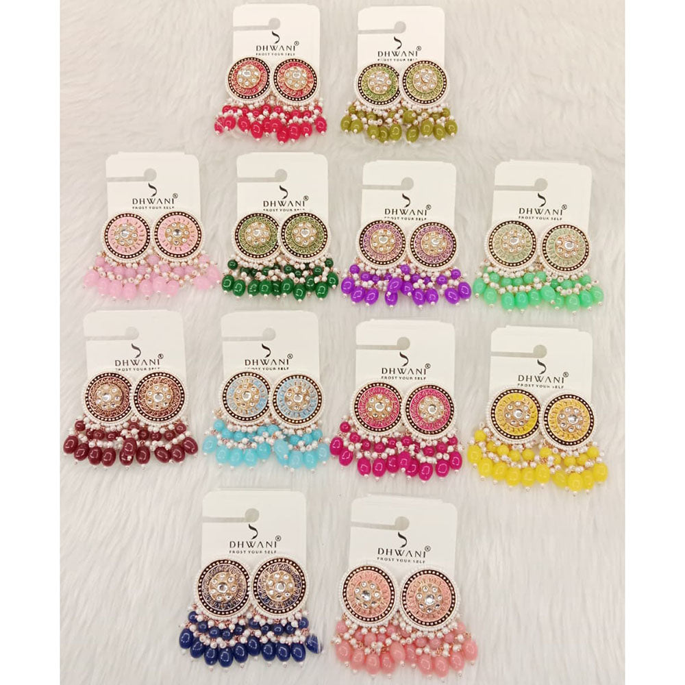 Dhwani Crystal Stone Beads And Meenakari Dangler Earrings