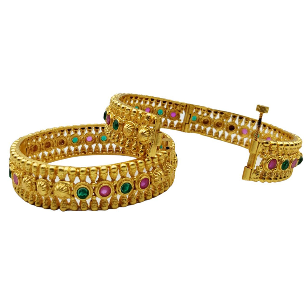 Choice Gold Plated Pota Stone Bangles Set