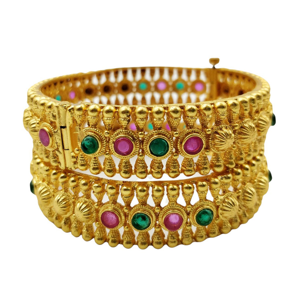 Choice Gold Plated Pota Stone Bangles Set