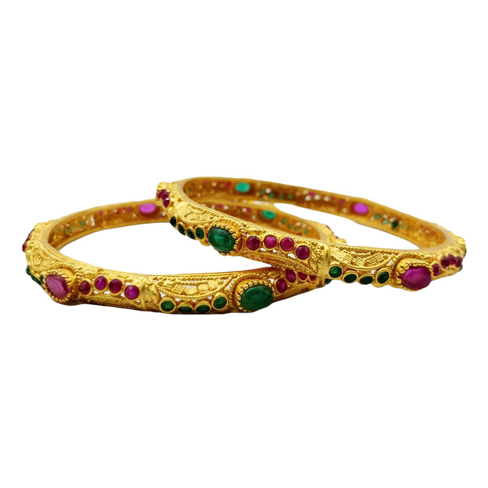 Choice Gold Plated Pota Stone Bangles Set