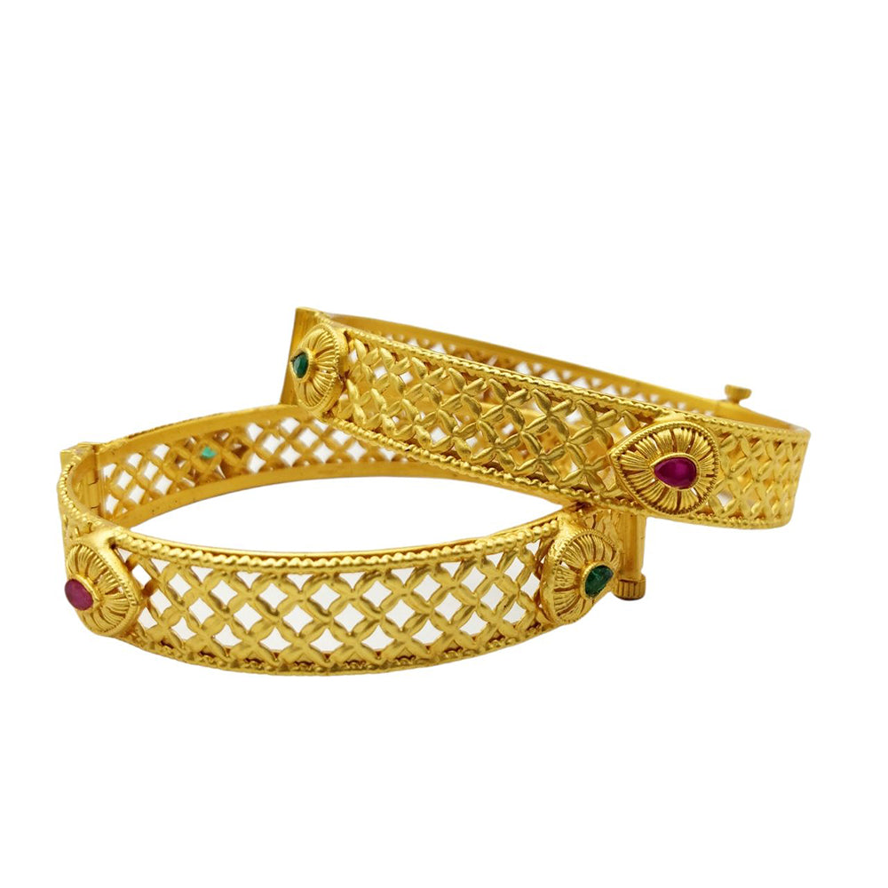 Choice Gold Plated Pota Stone Bangles Set
