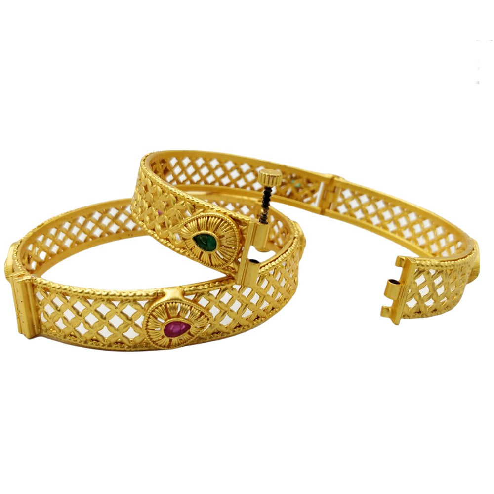 Choice Gold Plated Pota Stone Bangles Set