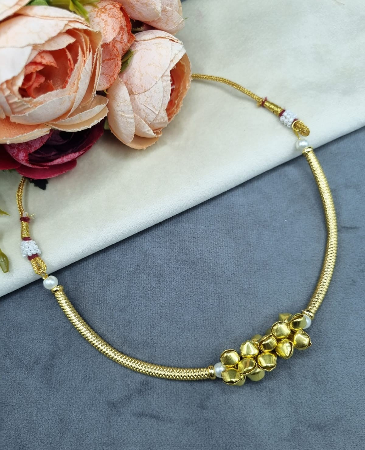LAFZ Traditional Gold Bell Choker Necklace with Ghungroo Accents - TM604