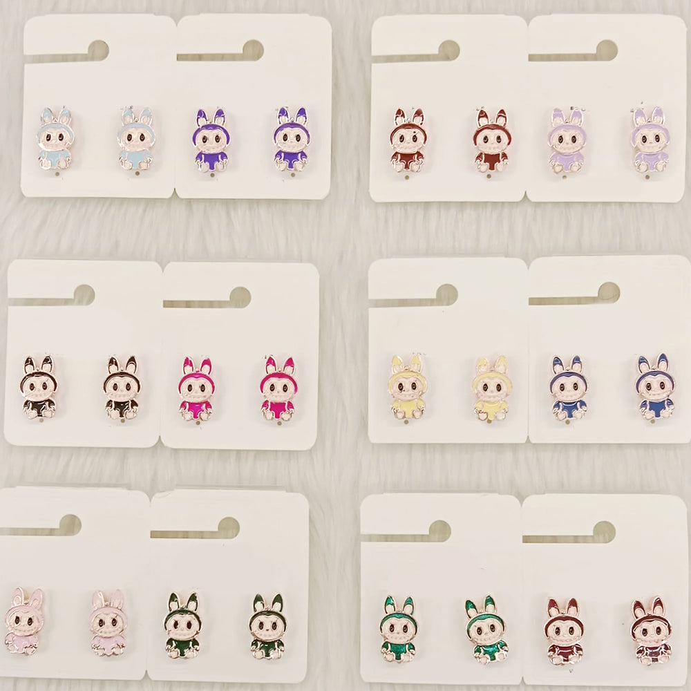 Dhwani Cartoon Style Colorful Labobo Meenakari Studs Earrings