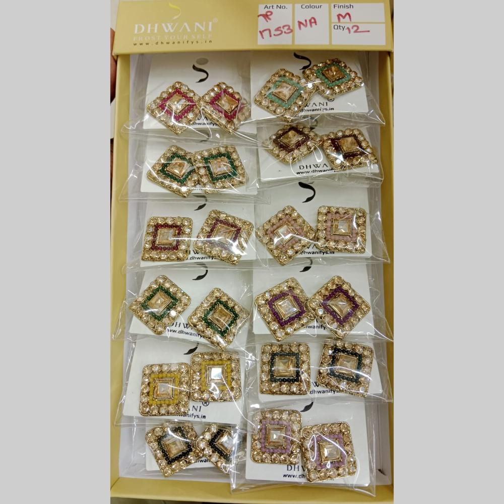 Dhwani Gold Plated Austrian Stone Studs Earrings (Assorted Color)