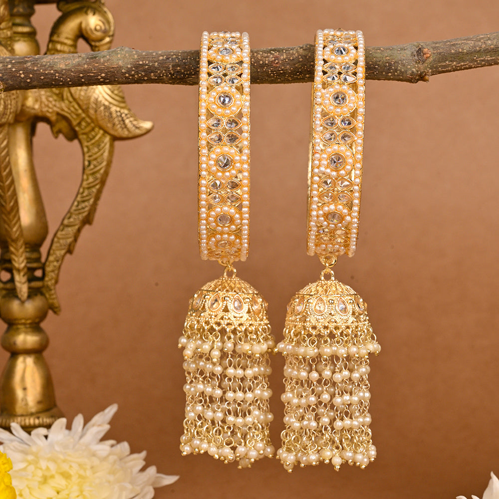 Wedding Chuda Gold Plated Crystal Stone And Austrian Stone Bangles Set