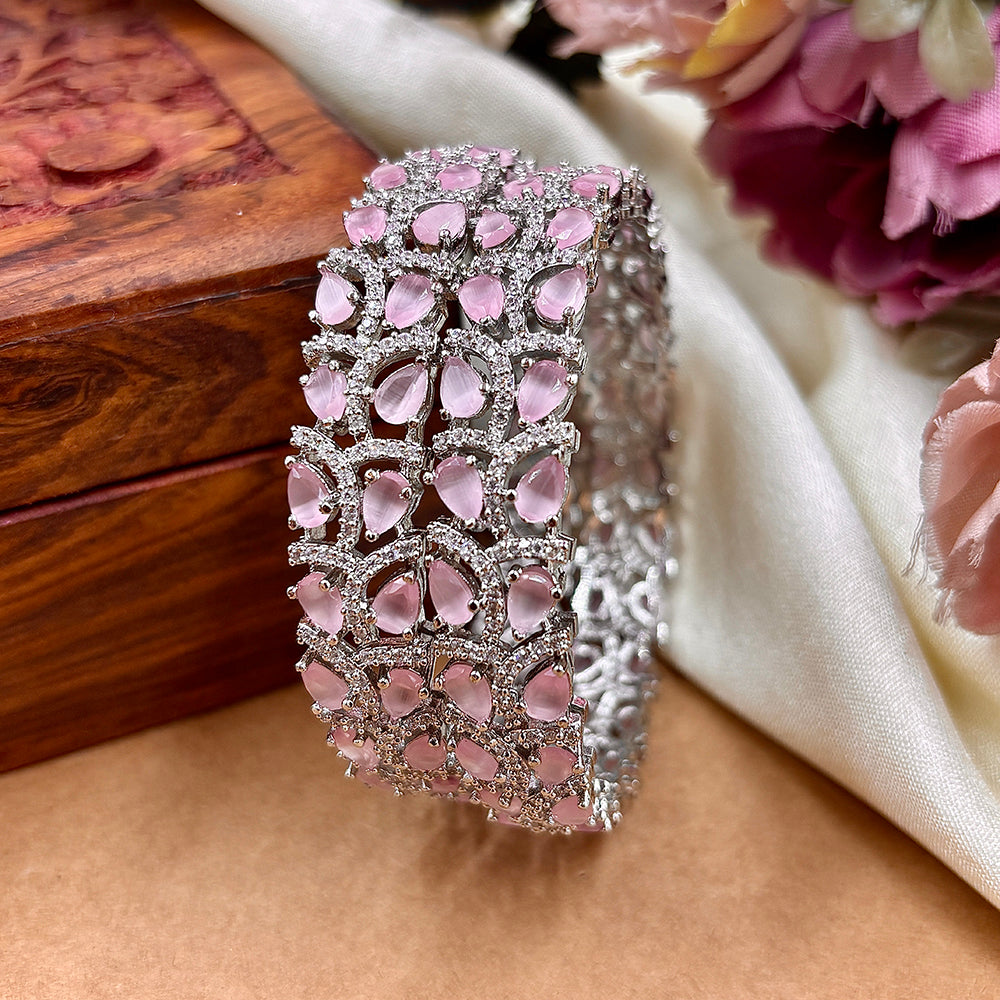 Wedding Chuda Silver Plated American Diamond Bangles Set