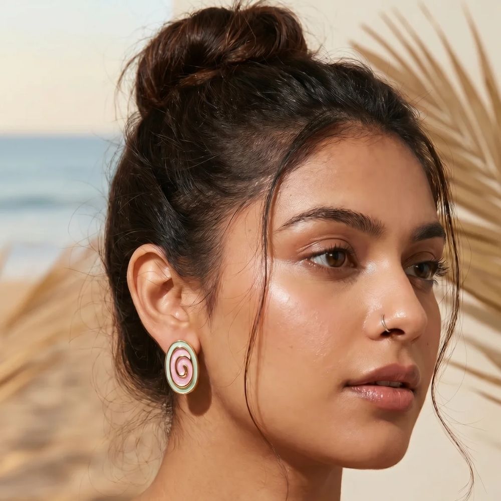 Etnico Fashion Gold Plated Anti Tarnish Spiral Design Stud Earrings for Women & Girls Lightweight Fashion Jewellery (WE005Mul)