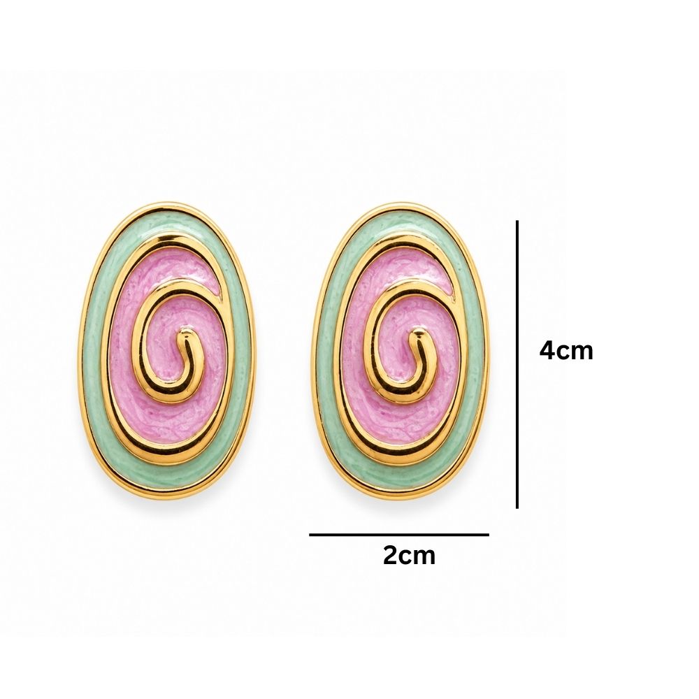 Etnico Fashion Gold Plated Anti Tarnish Spiral Design Stud Earrings for Women & Girls Lightweight Fashion Jewellery (WE005Mul)