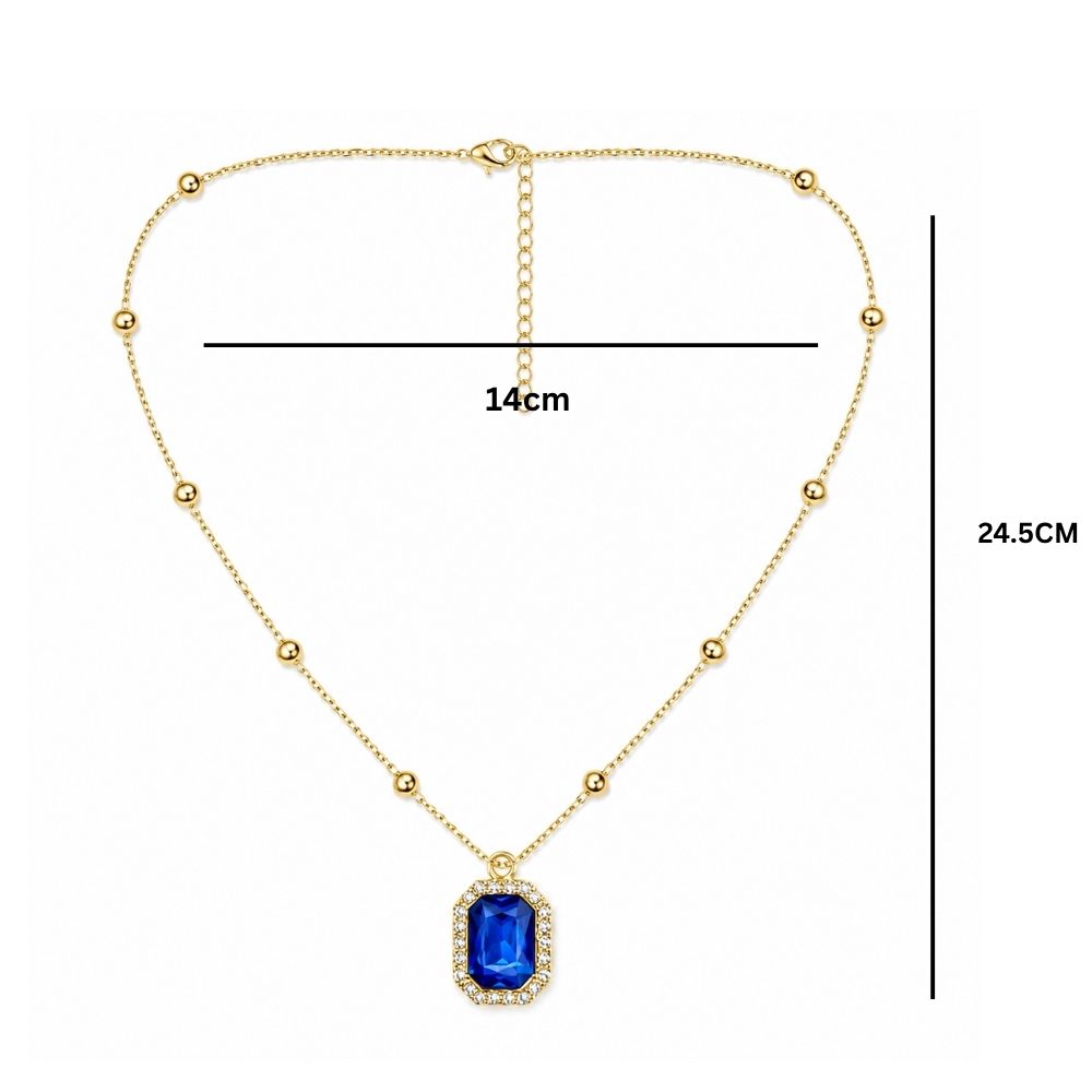 Etnico Fashion Gold Plated Anti Tarnish Blue Crystal Pendant Necklace for Women & Girls Stylish Fashion Jewellery (WN007Bl)