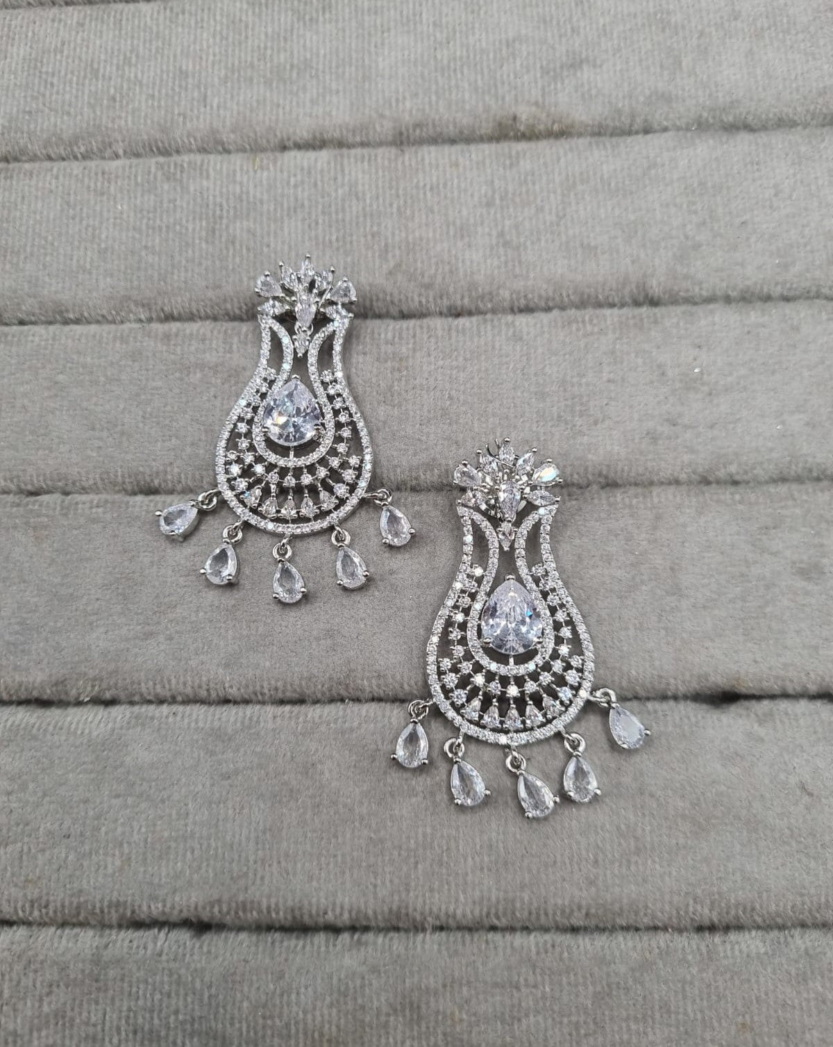 LAFZ Luxurious Rhodium-Plated AD Paisley Jewellery Set