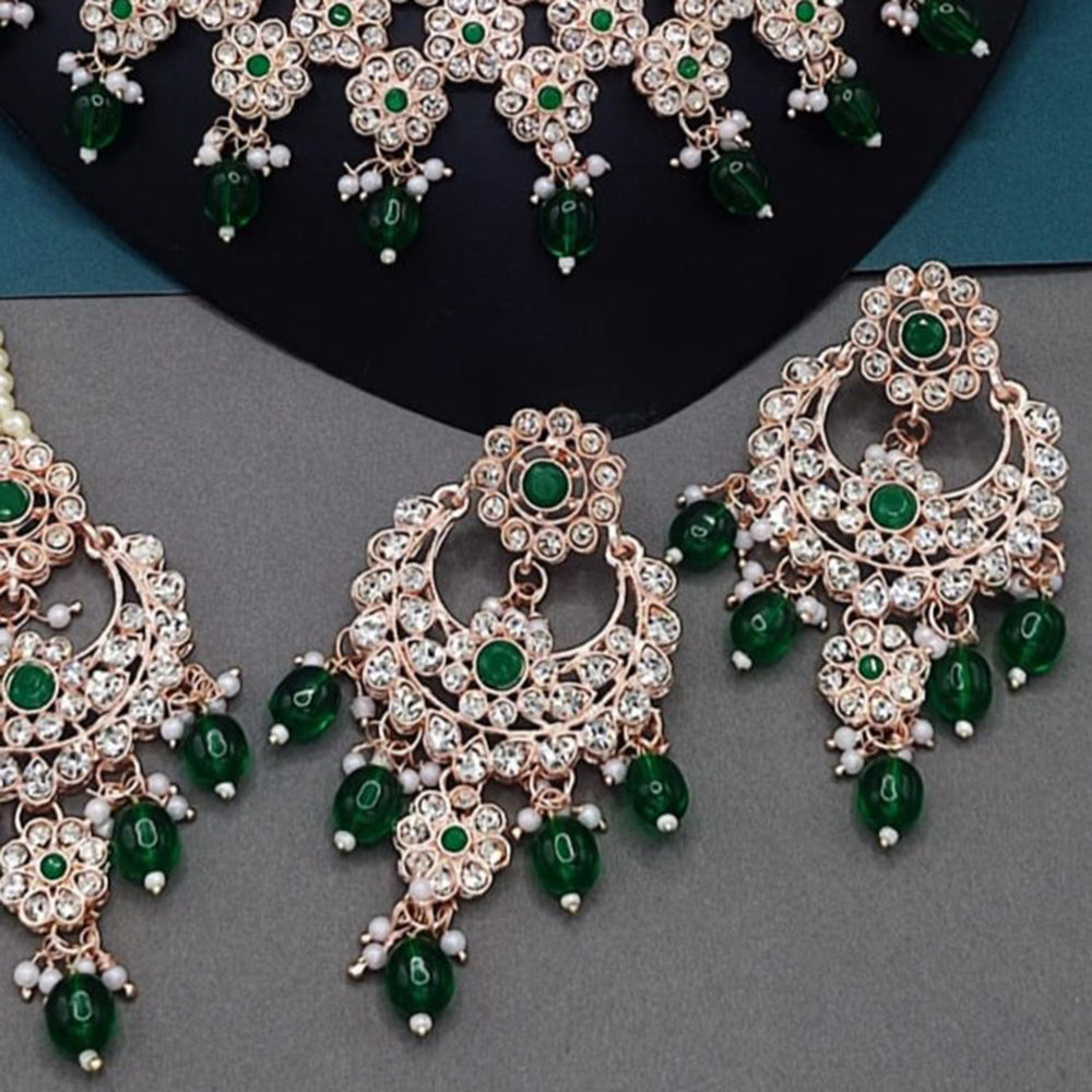 Gehana Mahal Gold Plated Austrian Stone And Pearl Choker Necklace Set