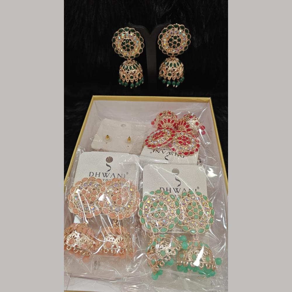 Dhwani Gold Plated Graceful Pota Stone And Pearl Jhumki Earrings