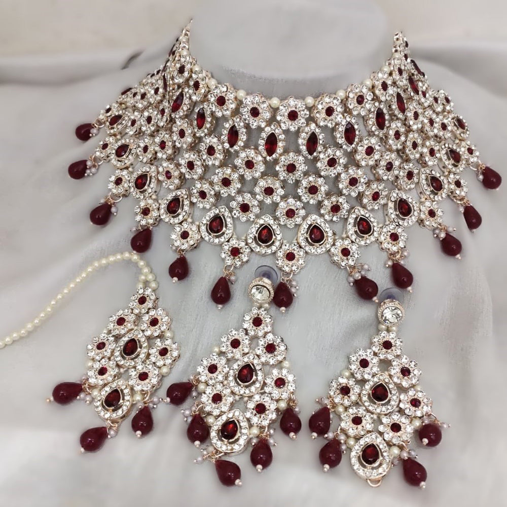 Knigght angel Gold Plated Austrian Stone Necklace Set