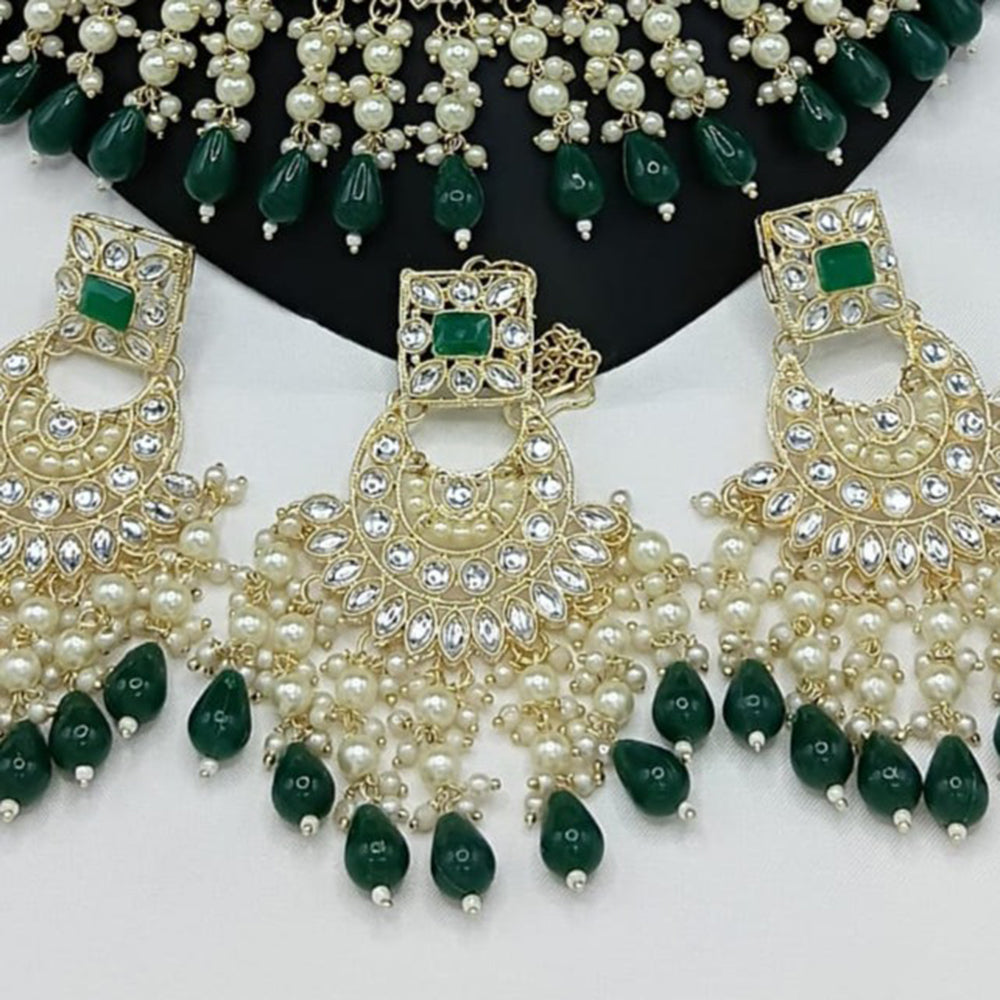 Gehana Mahal Gold Plated Kundan Stone And Beads Necklace Set