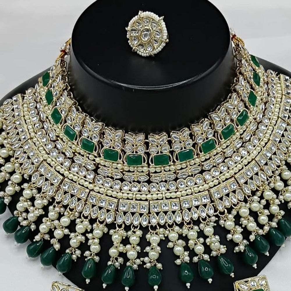 Gehana Mahal Gold Plated Kundan Stone And Beads Necklace Set
