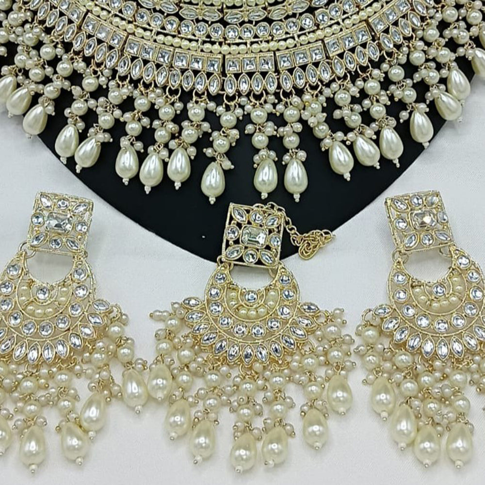 Gehana Mahal Gold Plated Kundan Stone And Beads Necklace Set