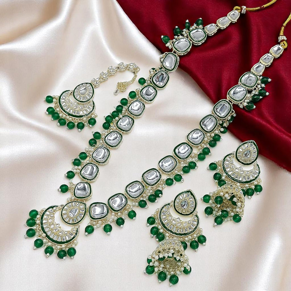 Gehana Mahal Gold Plated Kundan Stone And Beads Necklace Set