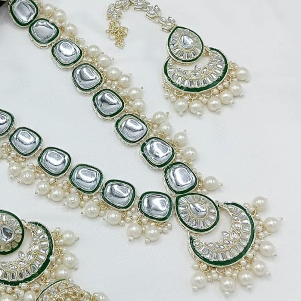 Gehana Mahal Gold Plated Kundan Stone And Beads Necklace Set