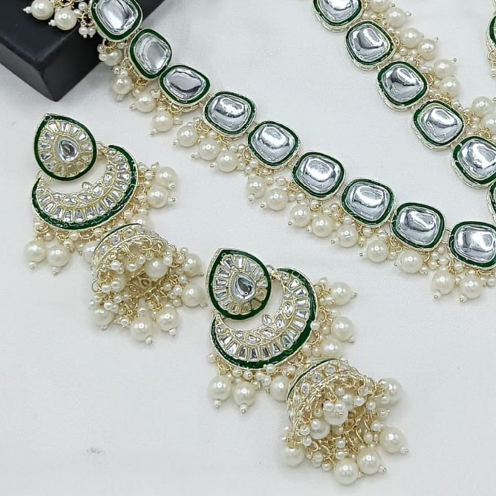 Gehana Mahal Gold Plated Kundan Stone And Beads Necklace Set