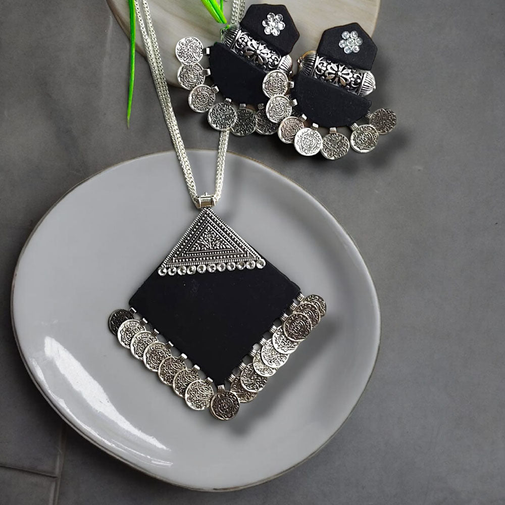 Handmade For Her Handmade Oxidised Plated Long Necklace Set