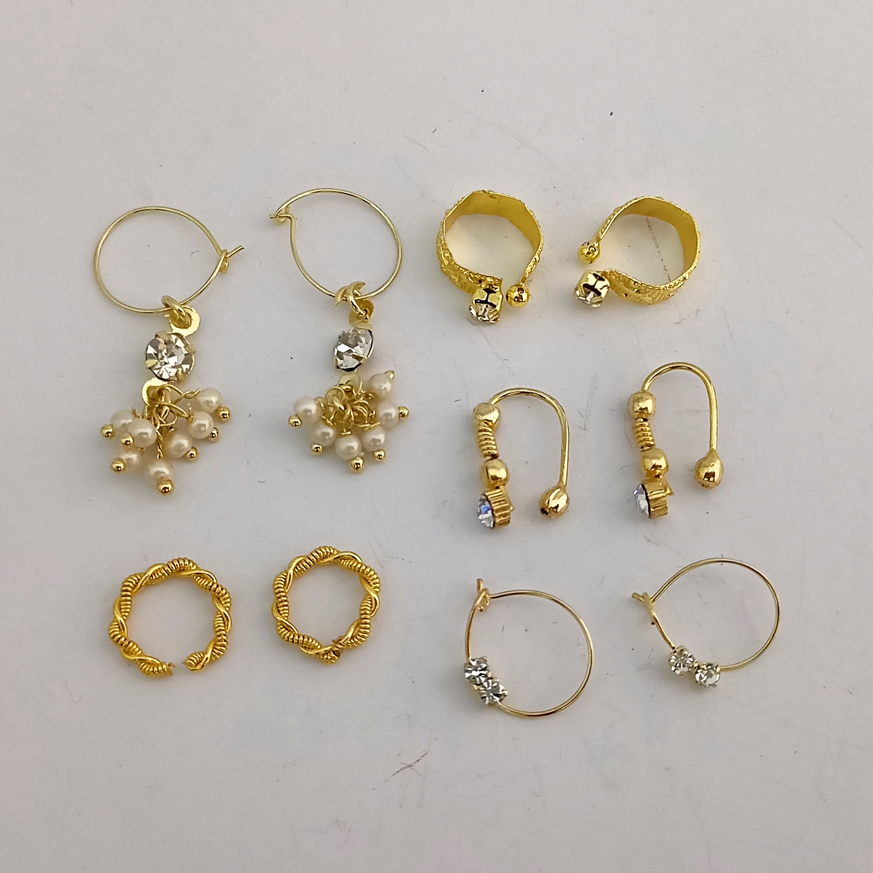 14Fashions Nose Ring And Earrings Jewellery Combo - 1003811