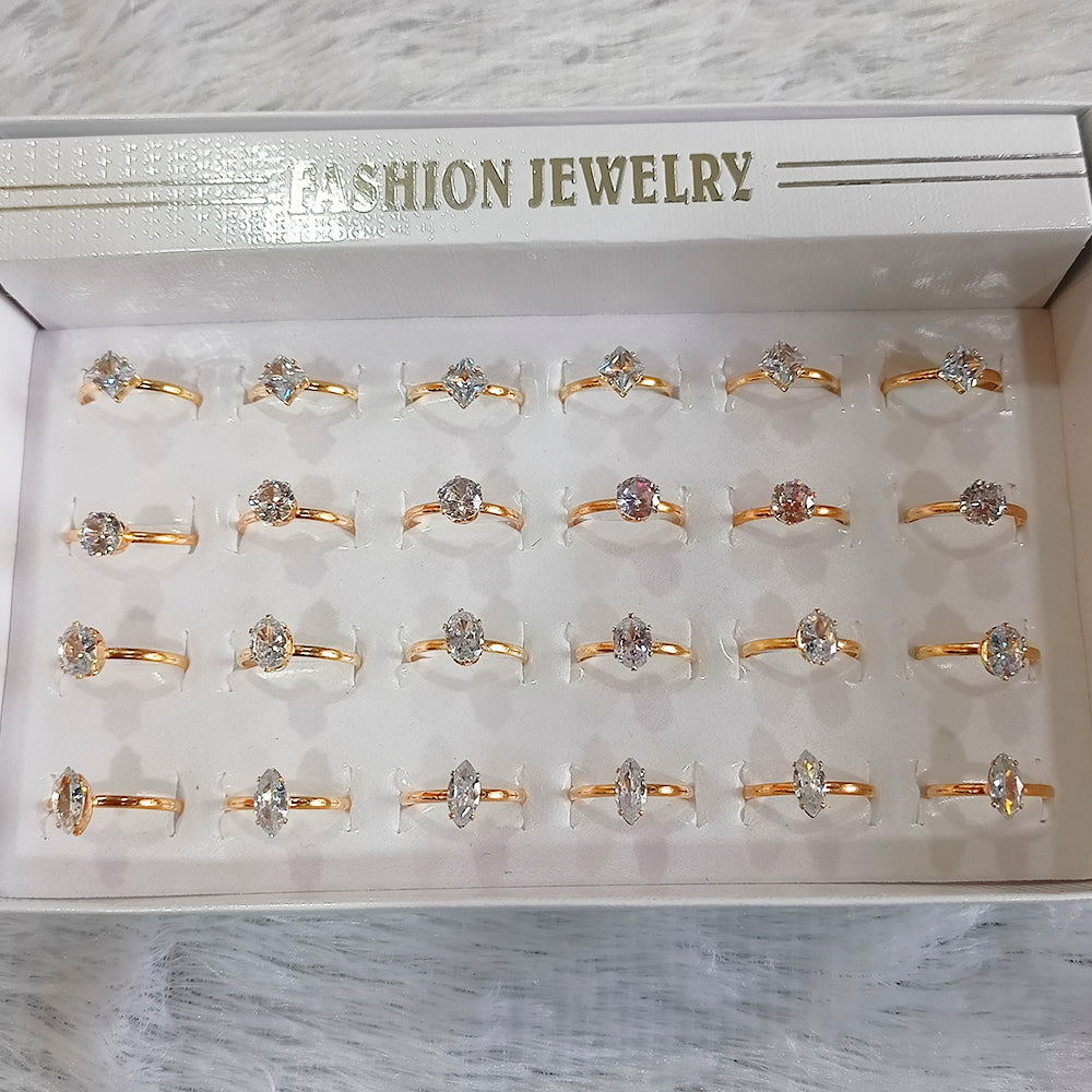 Urbana Gold Plated 24 Pcs AD Stone Adjustable Ring Box