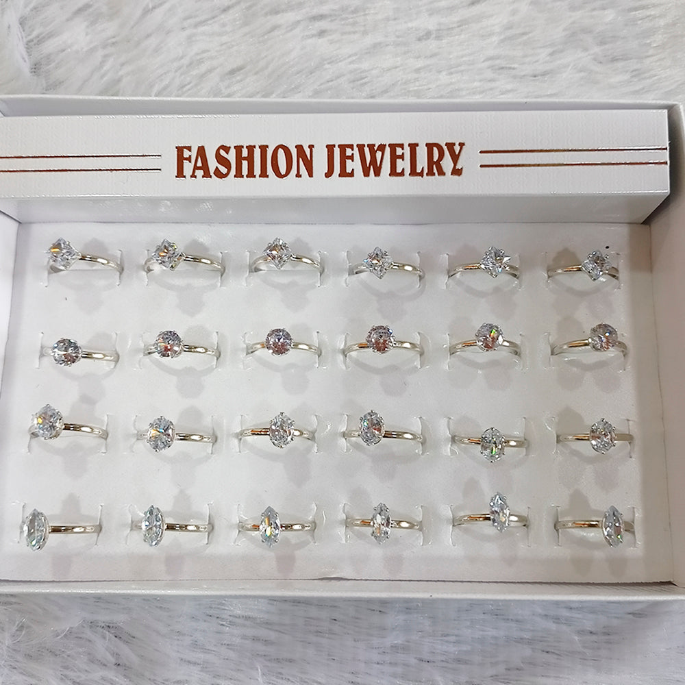 Urbana Silver Plated 24 Pcs AD Stone Adjustable Ring Box