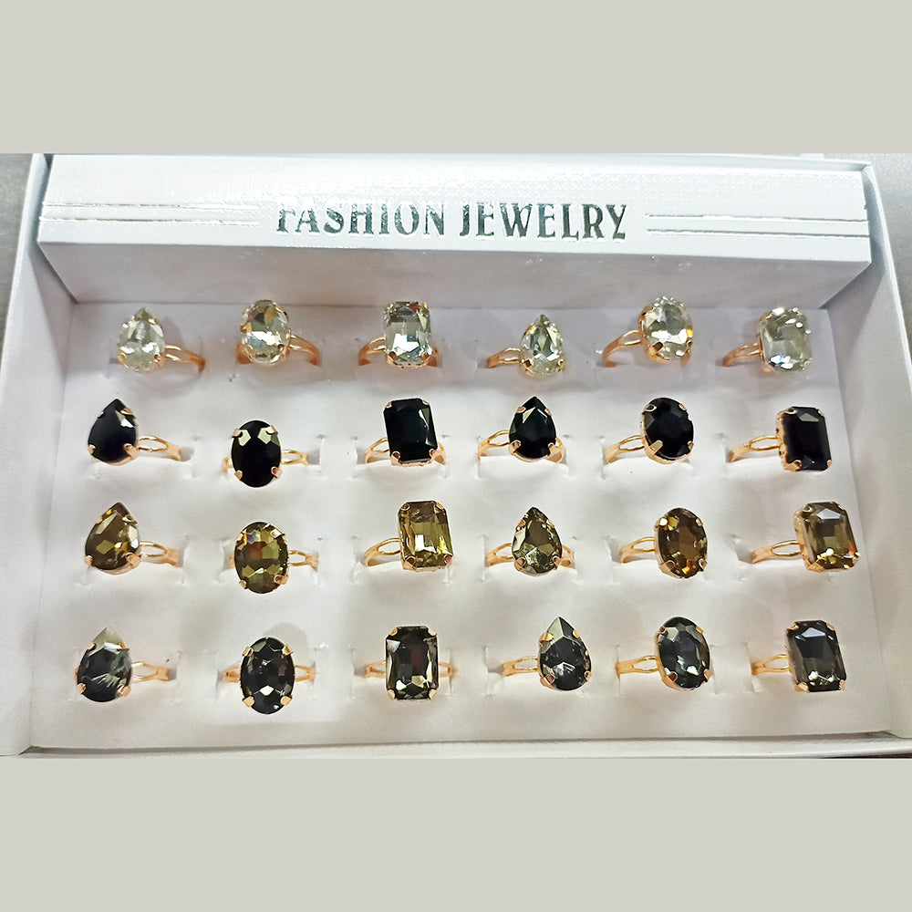 Urbana Silver Plated 24 Pcs Crystal Stone Adjustable Ring Box