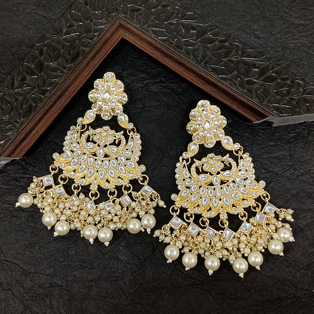 Bhavi Jewels Gold Plated Kundan Stone Dangler Earrings
