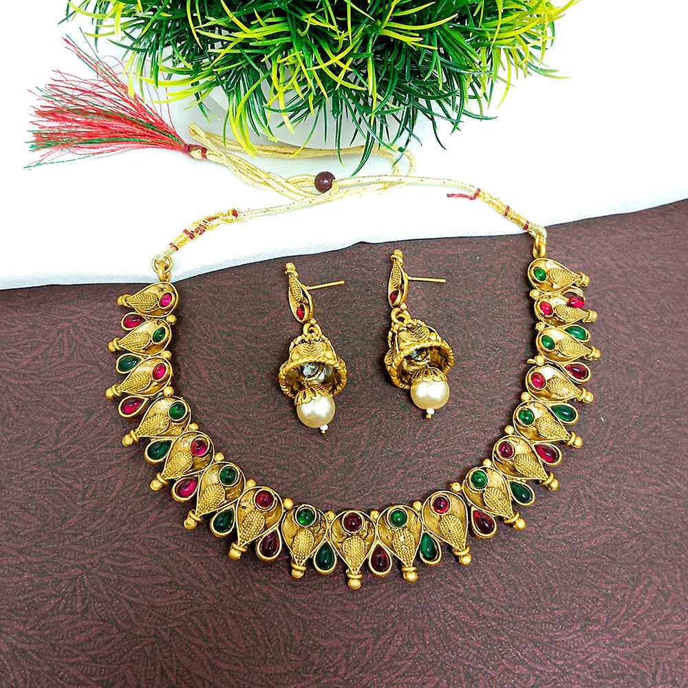 Matchit Pota Stone Gold Plated Necklace Set - JW-10161037PGR